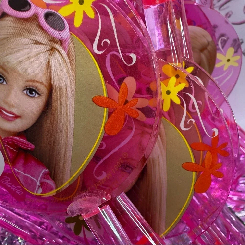 12 Barbie hangers 2001 Bright Pink acrylic Plastic Hangers with Character Accent